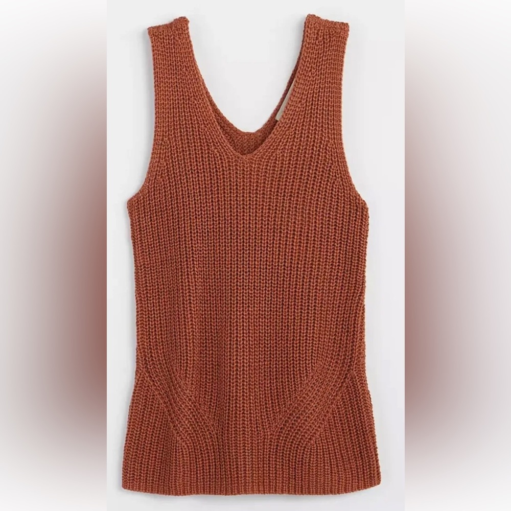LOFT Rust Knit V-Neck Tank Top - Picture 3 of 10